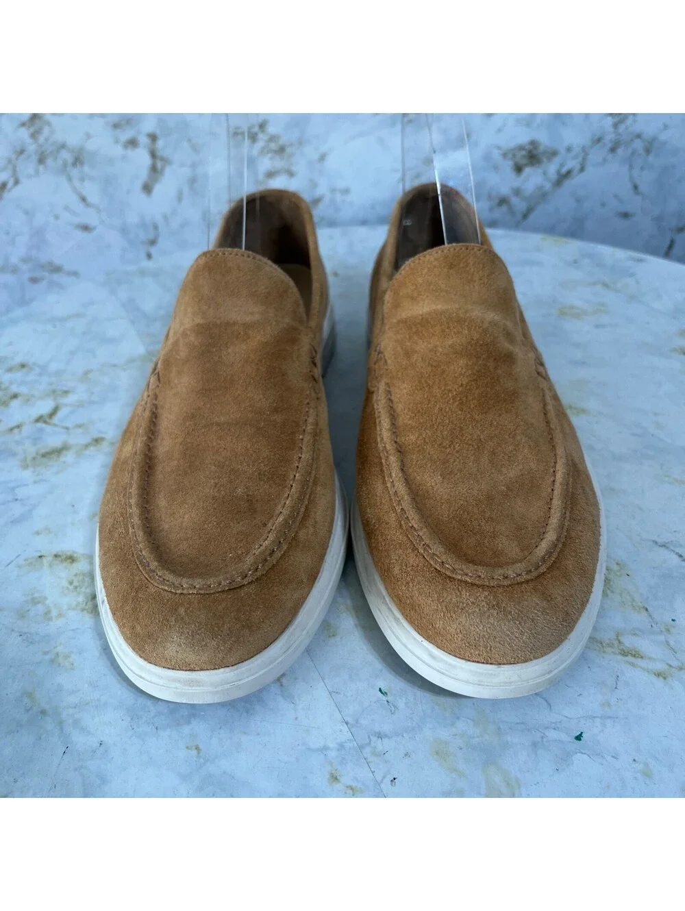 Peter Millar Mens Size 8M Shoes Brown White Suede Comfort Casual  Moc Toe Loafer